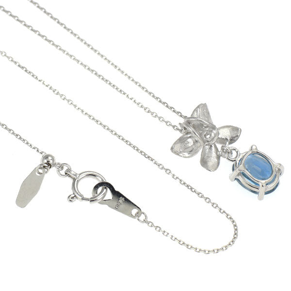 K18WG ブルージルコン ダイヤモンド ペンダントネックレス 2.13ct D0.03ct