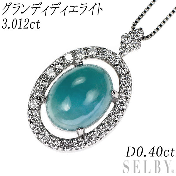 Pt 大粒グランディディエライト ダイヤモンド ペンダントネックレス 3.012ct D0.40ct