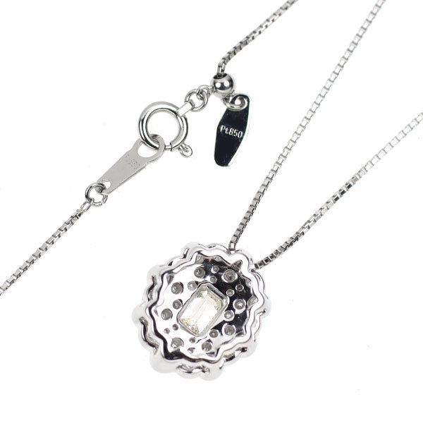 Pt エメラルドカット ダイヤモンド ペンダントネックレス 0.50ct H IF D0.33ct