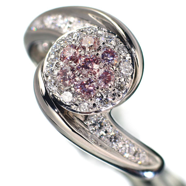 Pt900 天然ピンクダイヤモンド ダイヤモンド リング PD0.22ct D0.34ct パヴェ