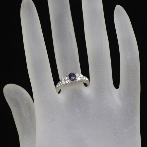 Pt900 カラーチェンジ ガーネット ダイヤモンド リング 0.658ct D0.47ct