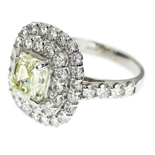 Pt950 アッシャーカット ダイヤモンド リング 2.325ct VLY VS2 D1.98ct