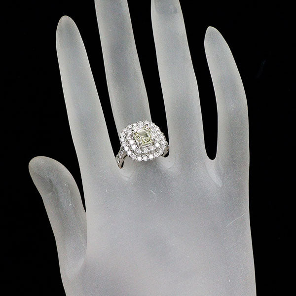 Pt950 アッシャーカット ダイヤモンド リング 2.325ct VLY VS2 D1.98ct