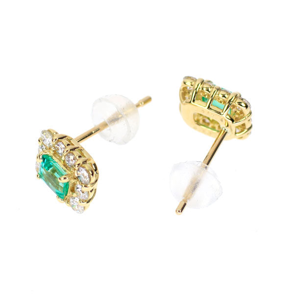 K18YG エメラルド ダイヤモンド ピアス 0.26ct D0.30ct
