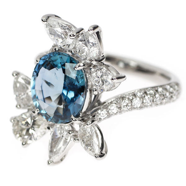 Pt900 非加熱サファイア3.22ct リング#15 Pt900 ビルマ産 非加熱サファイア ダイヤモンド リング 3.20ct