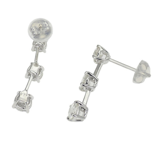 ■新品■ K18WG スリーストーン ダイヤ ドロップ ピアス K18WG ダイヤモンド ピアス 1.40ct スリーストーン — セルビー