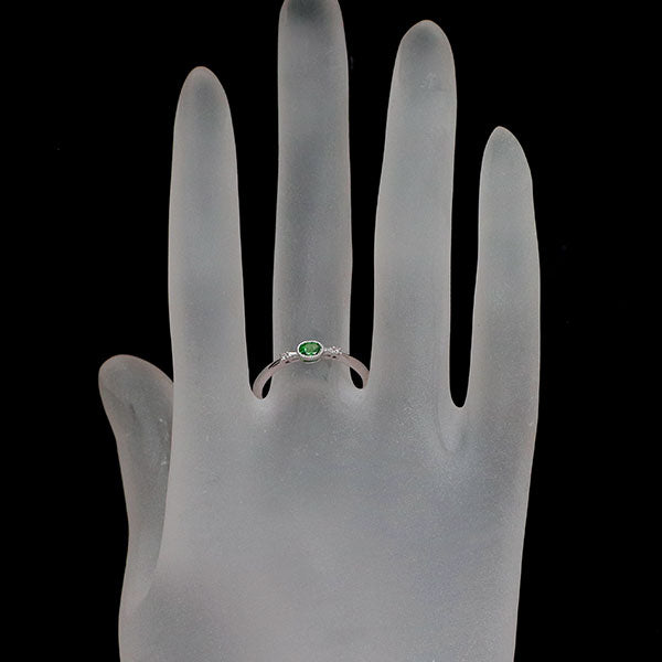 K18WG グロッシュラーライトガーネット ダイヤモンド リング 0.15ct D0.02ct