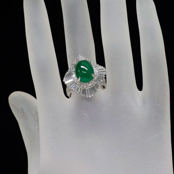 Pt900 翡翠 ダイヤモンド リング 4.77ct D2.26ct