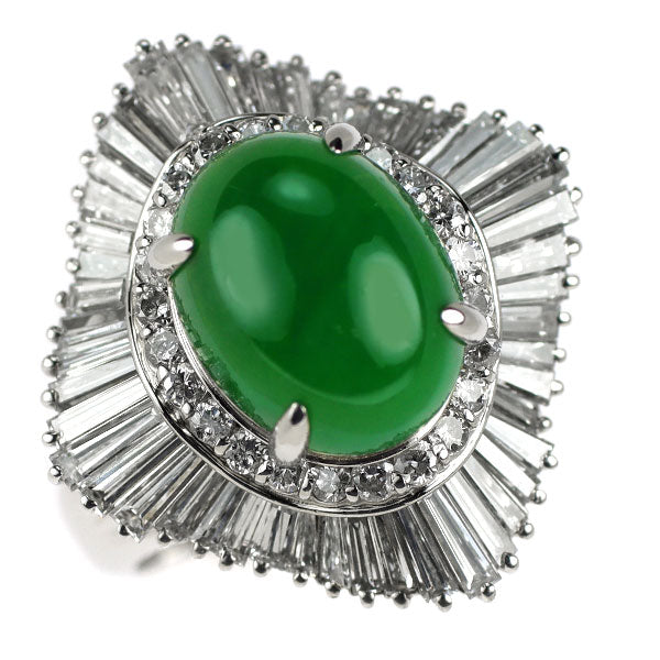 Pt900 翡翠 ダイヤモンド リング 4.77ct D2.26ct