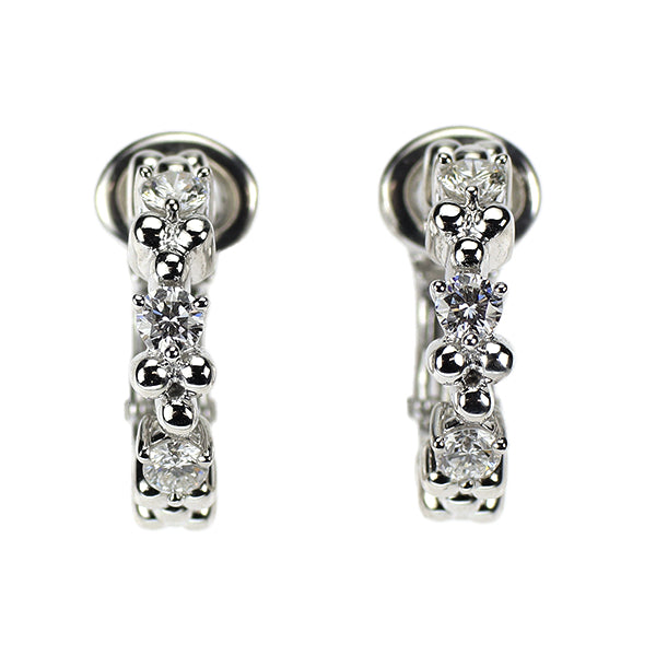 田崎真珠 K18WG ダイヤモンド イヤリング 0.36ct  フープ