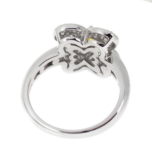 Pt900 天然イエローダイヤモンド リング 0.32ct D0.23ct フラワー