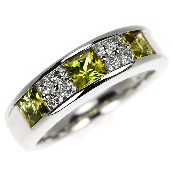 Pt900 カナリーイエロートルマリン ダイヤモンド リング 1.01ct D0.29ct