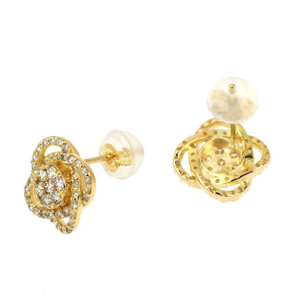 K18YG ダイヤモンド ピアス 0.48ct フラワー