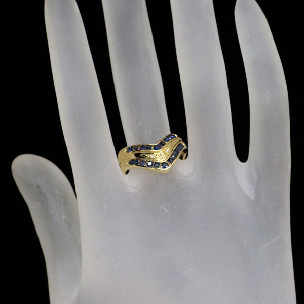 K18YG サファイア ダイヤモンド リング 0.80ct D0.03ct