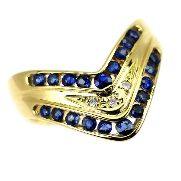 K18YG サファイア ダイヤモンド リング 0.80ct D0.03ct