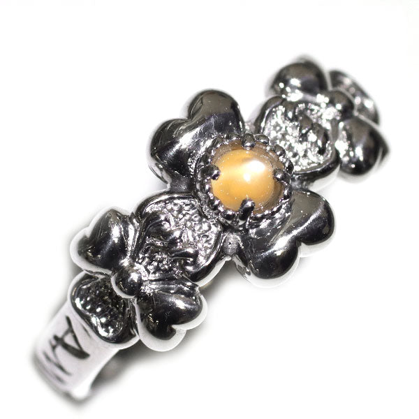 Pt1000 オレンジムーンストーンキャッツアイ リング