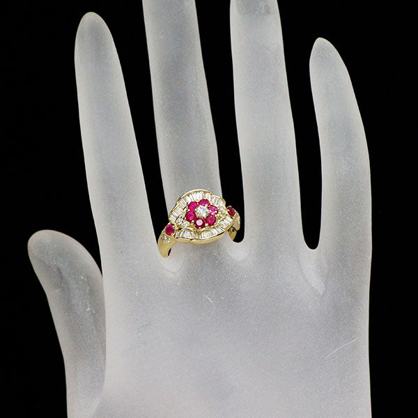 K18YG ルビー ダイヤモンド リング 0.65ct D0.80ct