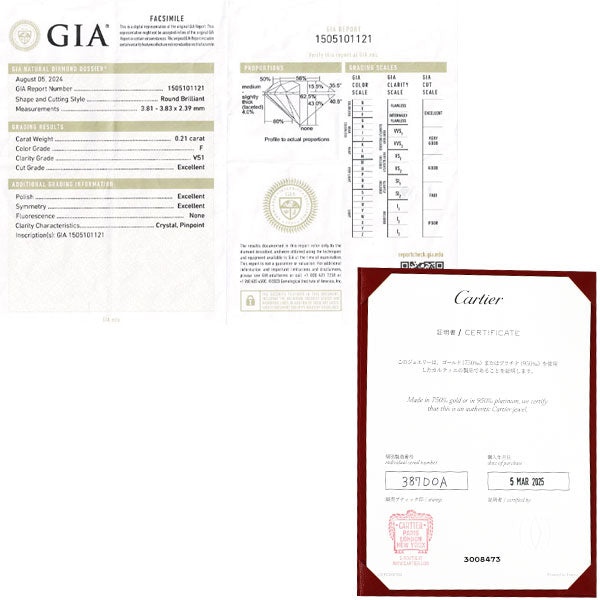 カルティエ Pt950 ダイヤモンド リング 0.21ct F VS1 3EX 47号