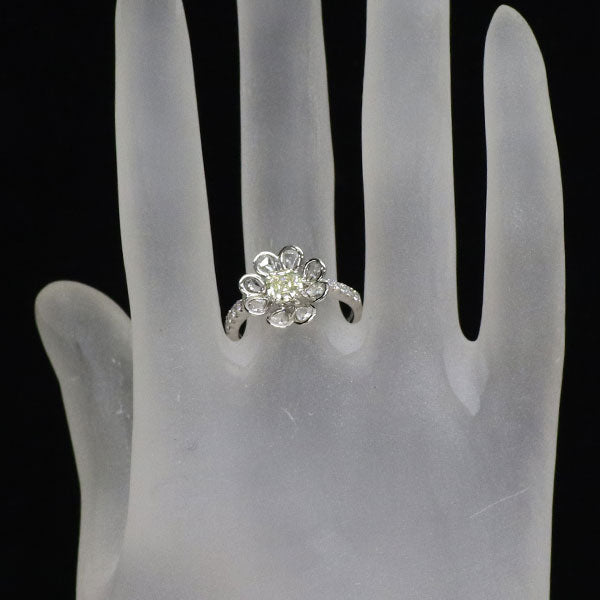 K18WG オクタゴナル ダイヤモンド リング 0.574ct D0.71ct フラワー