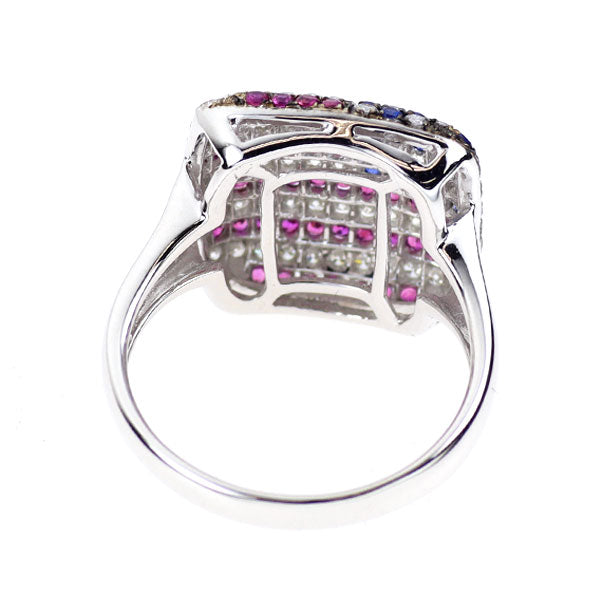 ブラックコーティング/ K18WG ダイヤモンド ルビー  サファイア リング 0.45ct R0.40ct S0.10ct 星条旗 パヴェ