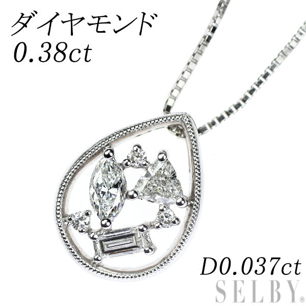 K18WG ダイヤモンド ペンダントネックレス 0.38ct D0.037ct