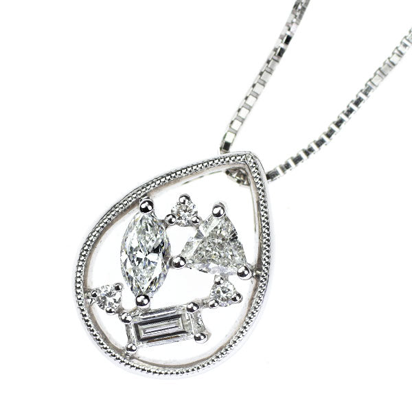 K18WG ダイヤモンド ペンダントネックレス 0.38ct D0.037ct