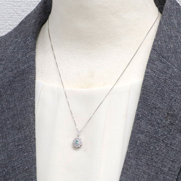 Pt900/ Pt850 パライバ トルマリン ダイヤモンド ペンダントネックレス 0.06ct D0.20ct
