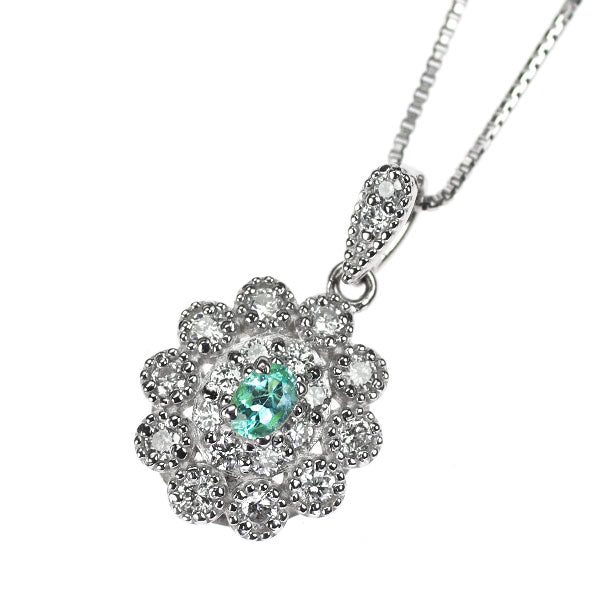 Pt900/ Pt850 パライバ トルマリン ダイヤモンド ペンダントネックレス 0.06ct D0.20ct