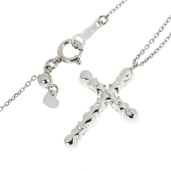 Pt900/Pt850 アコヤベビーパール ダイヤモンド ペンダントネックレス 径約3.0mm D0.27ct クロス