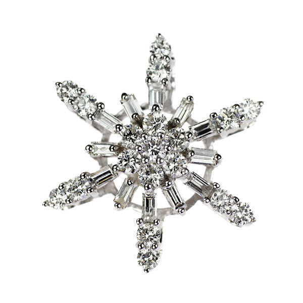 K18WG ダイヤモンド ペンダントトップ 1.00ct 雪の結晶