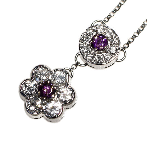 希少 Pt アレキサンドライト ダイヤモンド ペンダントネックレス 0.242ct D0.601ct フラワー