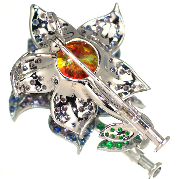 Pt900 スファレライト サファイア グリーンガーネット ペンダントトップ 3.77ct S0.70ct GG0.12 ブローチ兼用