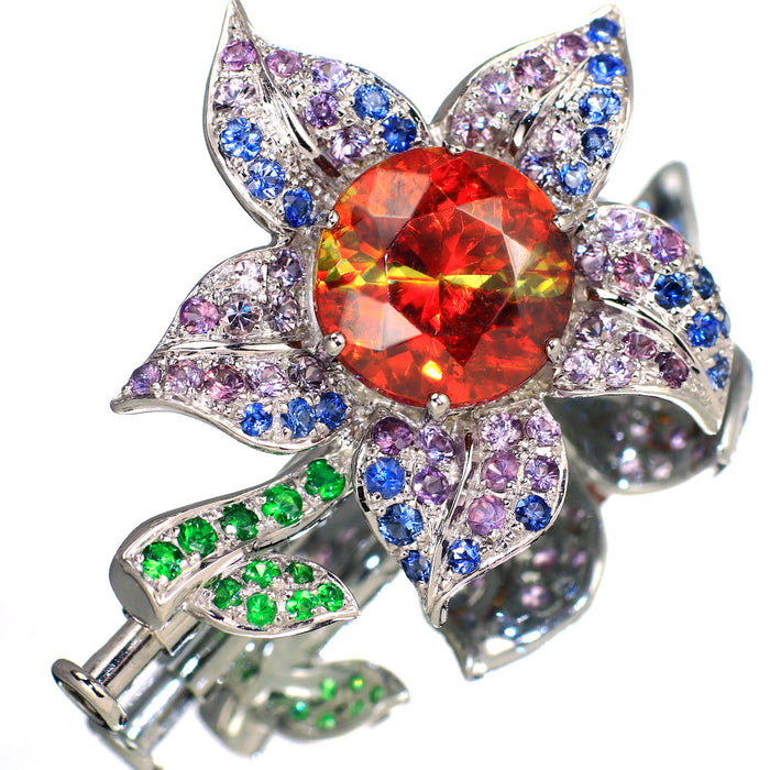 Pt900 スファレライト サファイア グリーンガーネット ペンダントトップ 3.77ct S0.70ct GG0.12 ブローチ兼用