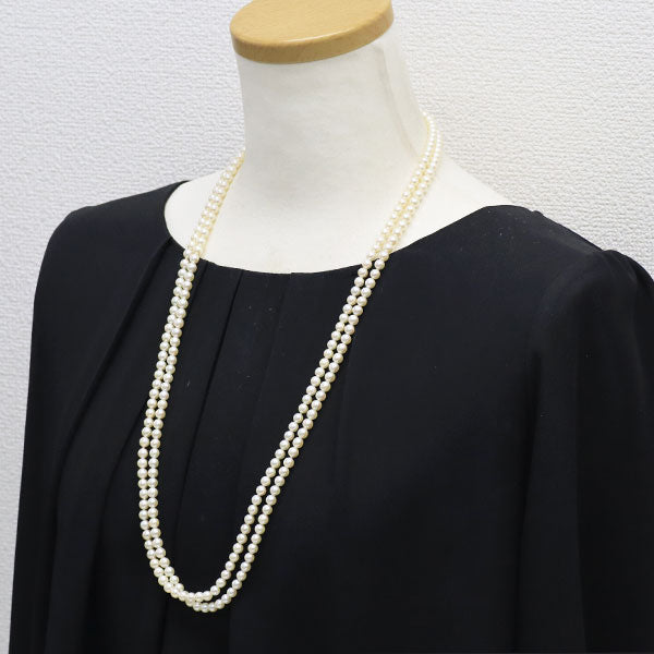 SV アコヤベビーパール ロング ネックレス 径約 5.0-5.5mm 145cm
