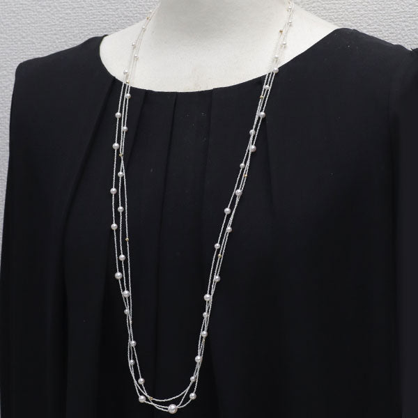 淡水芥子/ケシ/ K18YG アコヤ 真珠/パール ネックレス 径約 3.5-7.3mm 3連ロング 94cm