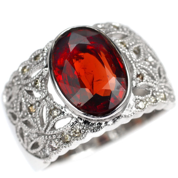 K18WG レッドスピネル ダイヤモンド リング 3.56ct D0.24ct