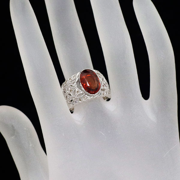 K18WG レッドスピネル ダイヤモンド リング 3.56ct D0.24ct