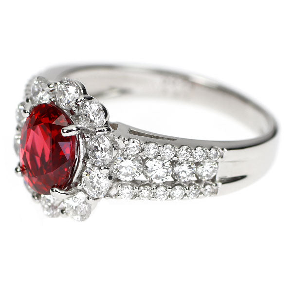 Pt950 非加熱 ルビー ダイヤモンド リング 1.254ct D1.00ct