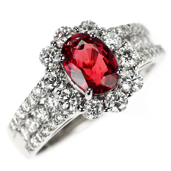 Pt950 非加熱 ルビー ダイヤモンド リング 1.254ct D1.00ct