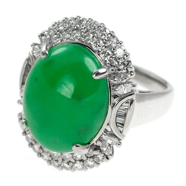 Pt900 翡翠 ダイヤモンド リング 11.35ct D0.98ct