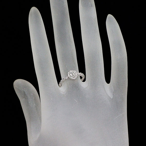 K18WG ペアシェイプ ローズカット ダイヤモンド リング 0.10ct D0.17ct