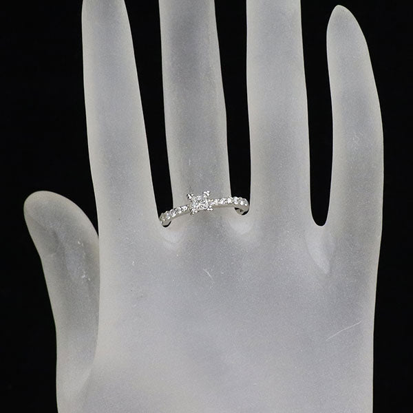 セイレーンアズーロ Pt950 プリンセスカットダイヤモンド リング 0.205ct D0.28ct