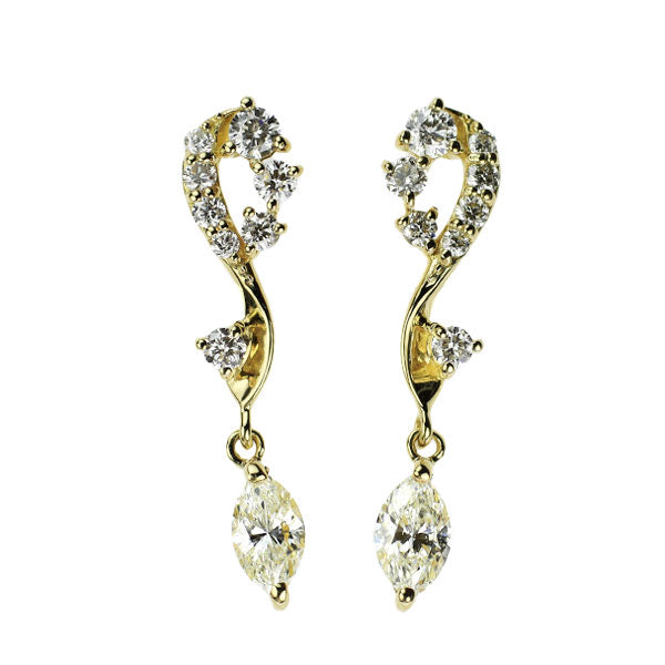 K18YG ダイヤモンド ピアス 0.28ct D0.18ct