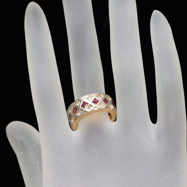 Pt900/ K18PG ルビー ダイヤモンド リング D0.63ct