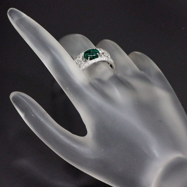 K18WG トラピッチェエメラルド4.04ct ダイヤモンド0.31ct リング