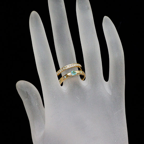 K18YG パライバトルマリン ダイヤモンド リング 0.18ct  D0.29ct