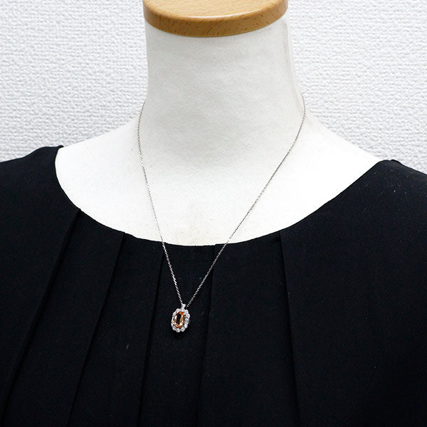 Pt インペリアルトパーズ ダイヤモンド ペンダントネックレス 1.62ct D0.92ct