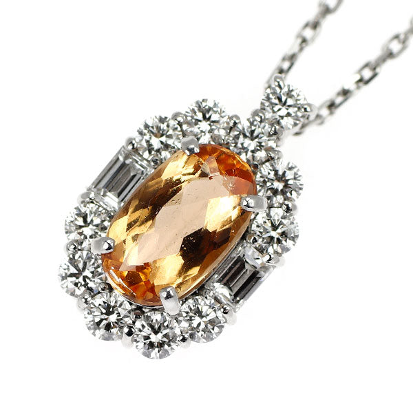 Pt インペリアルトパーズ ダイヤモンド ペンダントネックレス 1.62ct D0.92ct