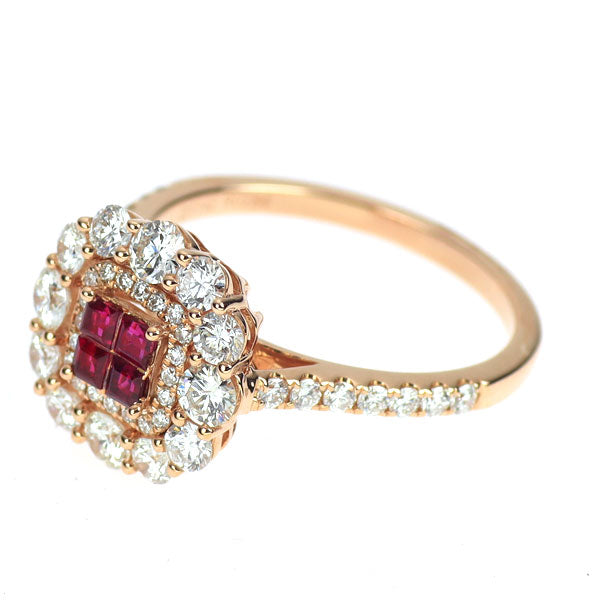 K18PG ルビー ダイヤモンド リング 0.284ct D1.142ct