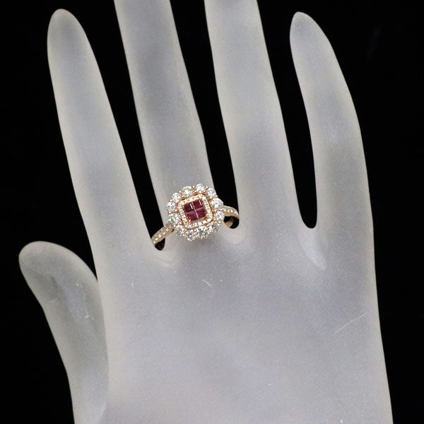 K18PG ルビー ダイヤモンド リング 0.284ct D1.142ct